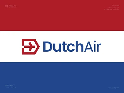 DutchAir - Letter D, Airplane, Airline Logo airline logo airplane logo aviations logo branding dutch airlin dutchair flight logo fly loo identity letter d logo logo logo design logo icon marca modern logo netherlands symbol timeless