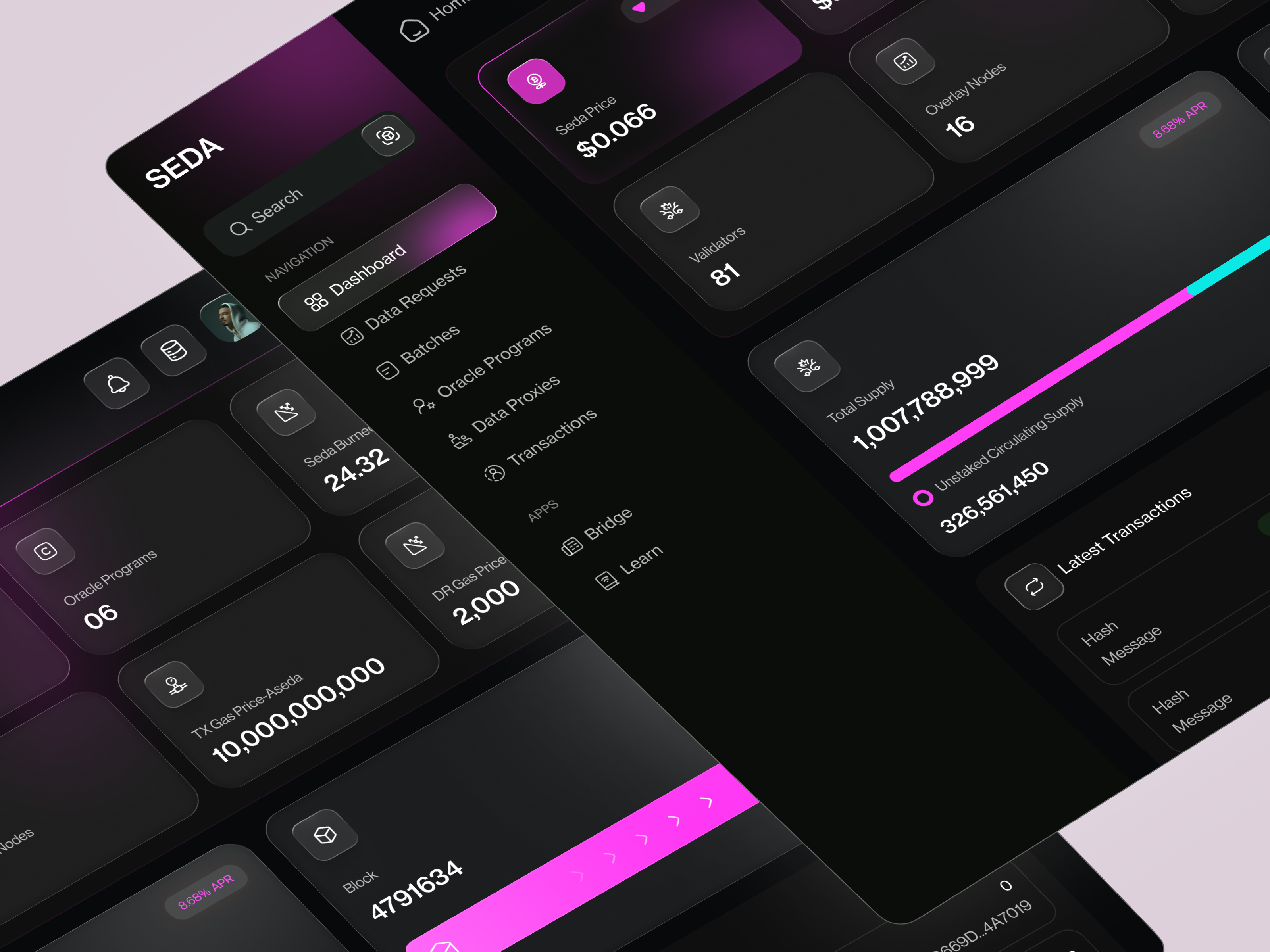 Blockchain Data Network Dashboard UI blockchain dashboard crypto crypto infrastructure dark mode ui design modern interface modern ui ux oracle network product protocol analytics startup ui ux web web3 dashboard