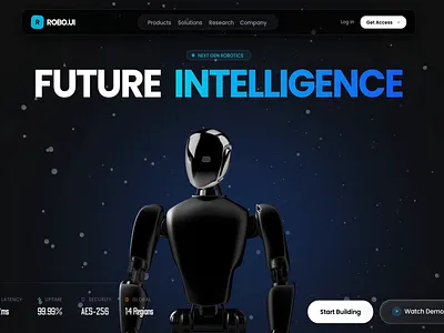 Robotics Landing Page 3d animation ui