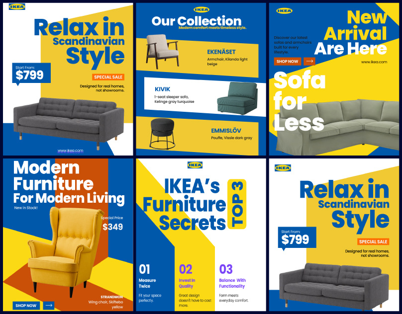 Furniture & Interiors Branding advertising facebook post furniture branding furniture design instagram interior design interiors branding modern layout social media design visual identity