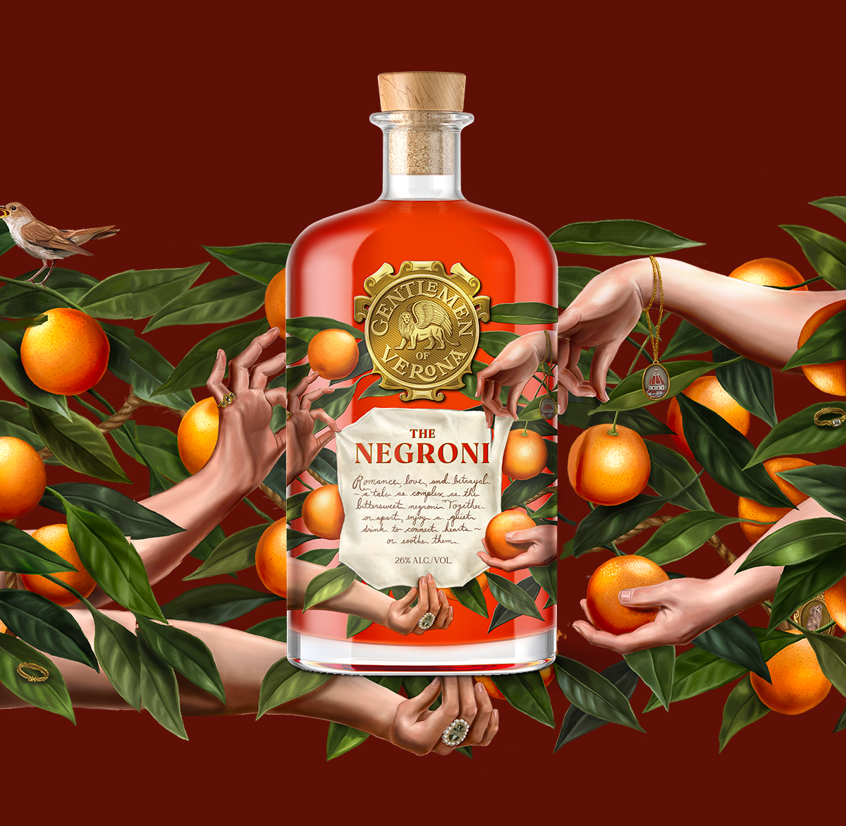 Gentlemen of Verona Packaging cocktails digital illustration espresso martini illustration negroni package design packaging renaissance illustration rtd spirits verona