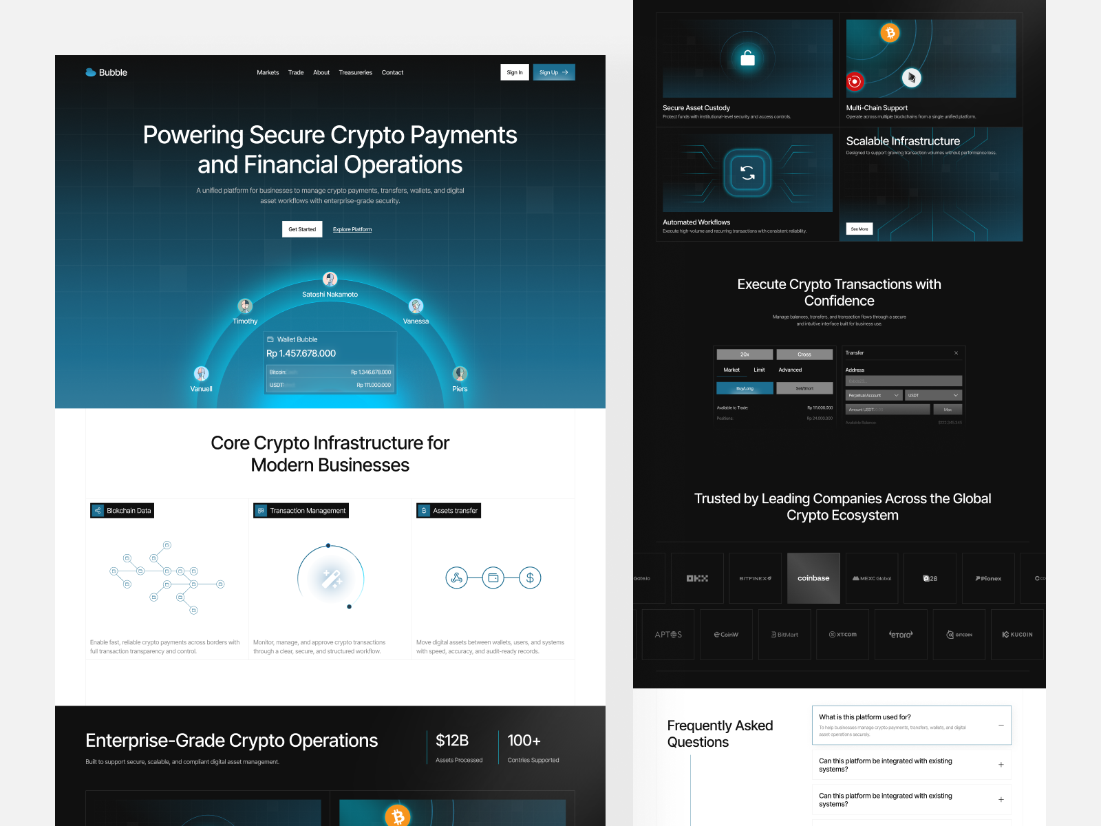 Bubble - Crypto Infrastructure Platform b2b clean cool crypto crypto design crypto infrastructure cryptocurency dashboard design futuristic graphic design infrastructure landingpage transaction ui uiux ux wallet