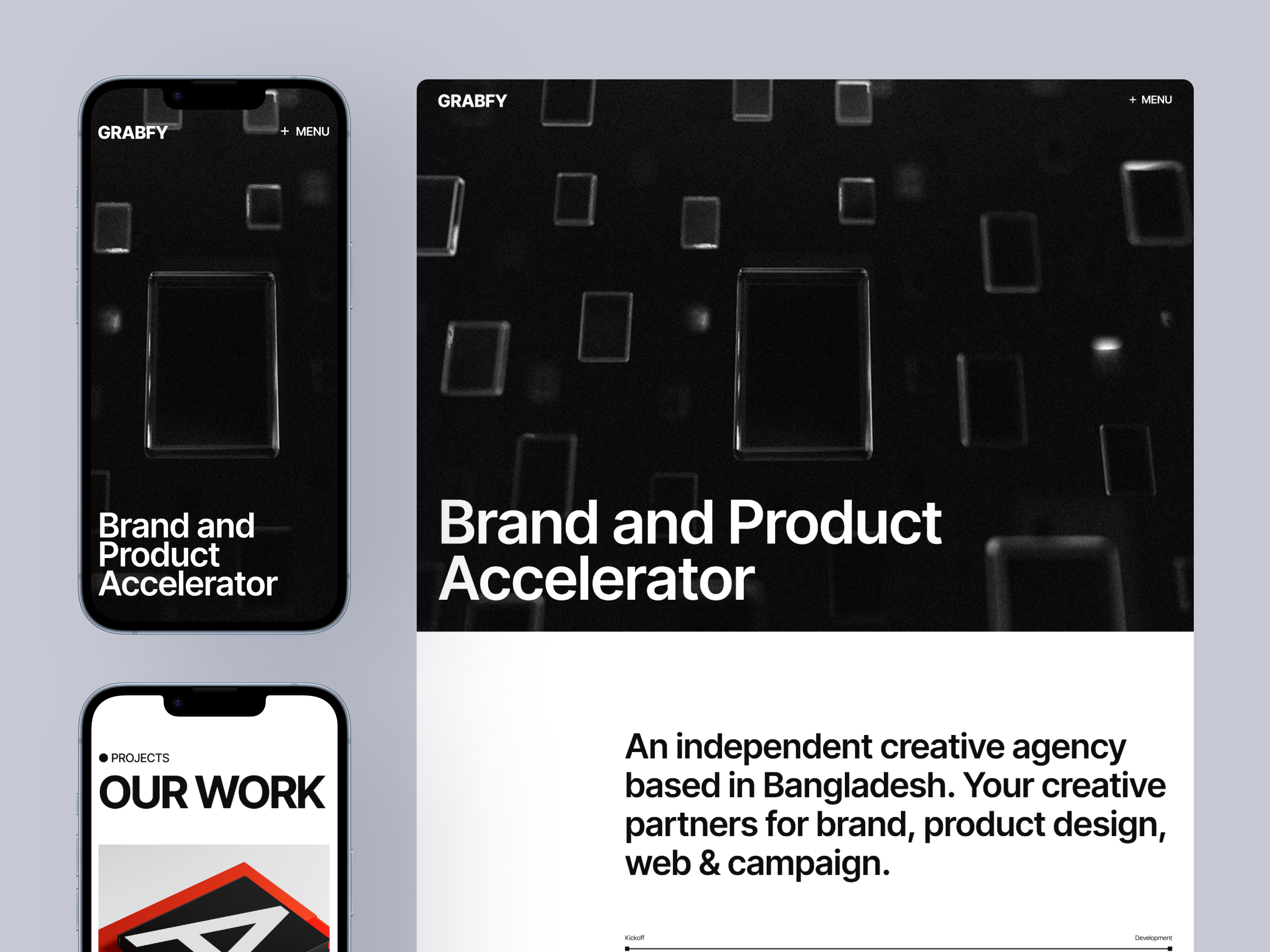 Grabfy – Creative Agency Website Template app design bento grid creative dashboard design framer interaction design interface landing page modern modern ui product design saas startup tech ui design ux design web design webflow website template