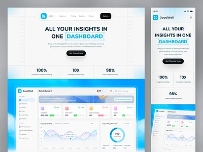 Sales Analytics Dashboard - Landing Page analytics landing page analytics platform b2b landing page business intelligence conversion focused landing dashboard landing page data visualization hero section design landing page landing page ui landing page ux marketing landing page performance analytics product landing page revenue analytics saas dashboard saas landing page sales analytics sales dashboard web design