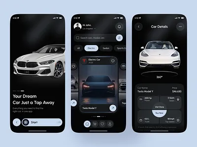 Smart Car Shop Mobile App Experience app car car booking car booking app car buying car buying selling app car marketplace car rental car rental app car shop design e commerce luxury car app mobile app modern order service app shop ui ux