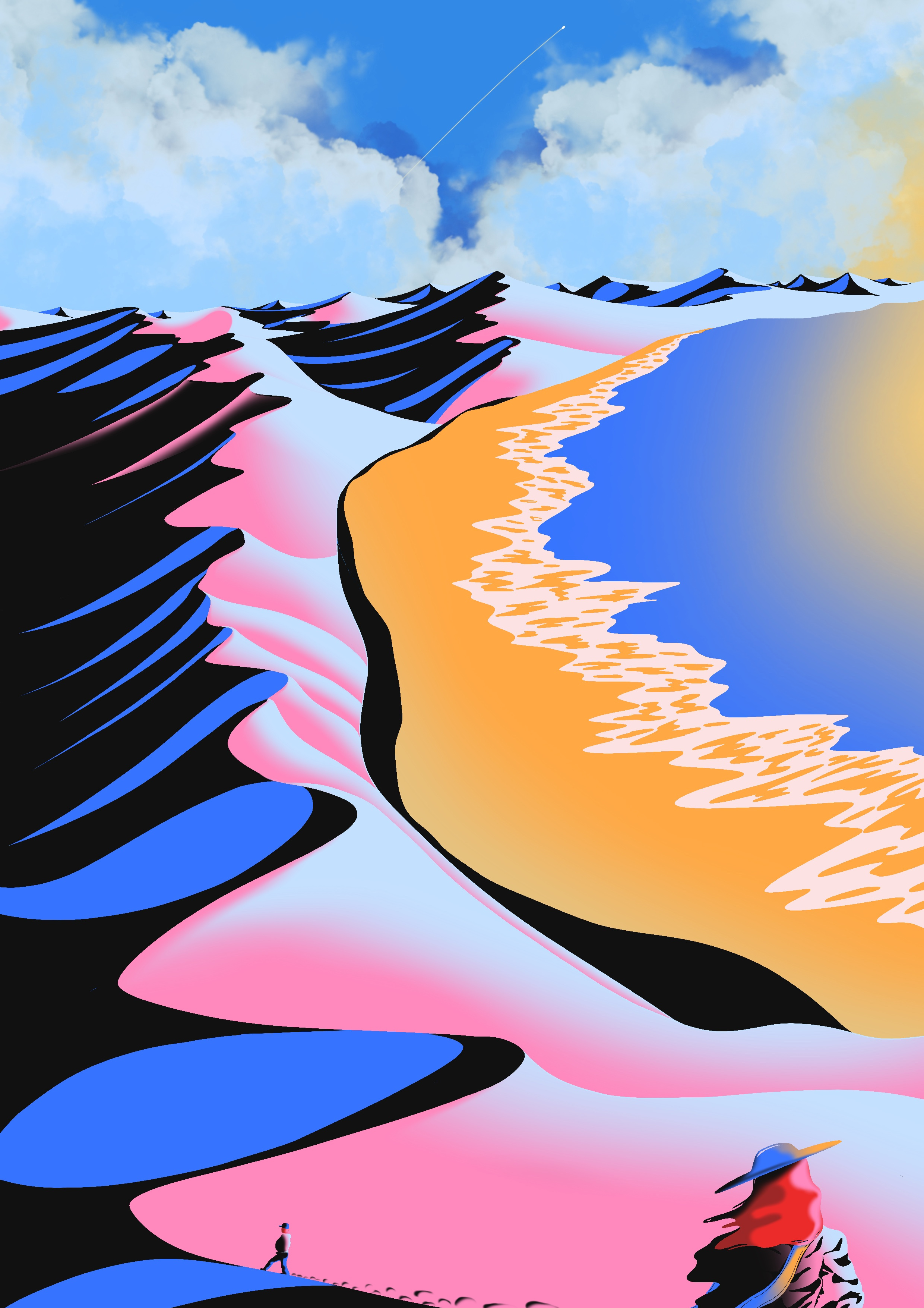 Namib Sand Sea desert illustration landscape minimalism namibia scenery sea travel