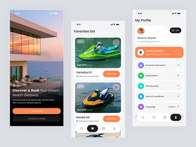 Coastal Experiences Booking Platform activity marketplace beach travel boat tours favorites system holiday planning hospitality tech jet ski rentals lifestyle travel app loyalty rewards marketplace mobile premium travel travel booking app travel discovery travel startup vacation experiences vacation rentals