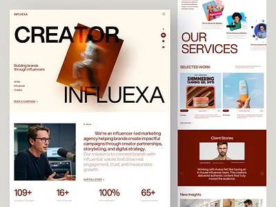 Influexa – Influencer Marketing Agency Website Design aesthetic design aesthetic ui aesthetic website agency design agency landing page agency website design bold design brand partnership platform campaign focused web content driven agency creative marketing agency influencer marketing website influencer website marketing agency website marketing website modern agency modern website partnership platform storytelling design urban design