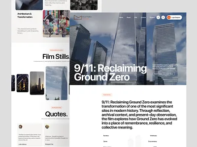 Film Website UI 911 911film camera cinema ui design editorial design figma figmadesign film filmdesign filmstill landing page minimal web design movielandingpage quotes reviews storytelling ui uiux video