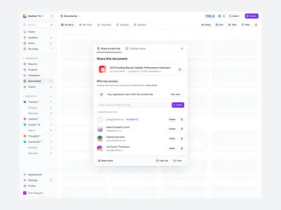 Share This Document app design clean app clean ui docs document modal pop up product design share share button simple app ui ui design upload ux ux design