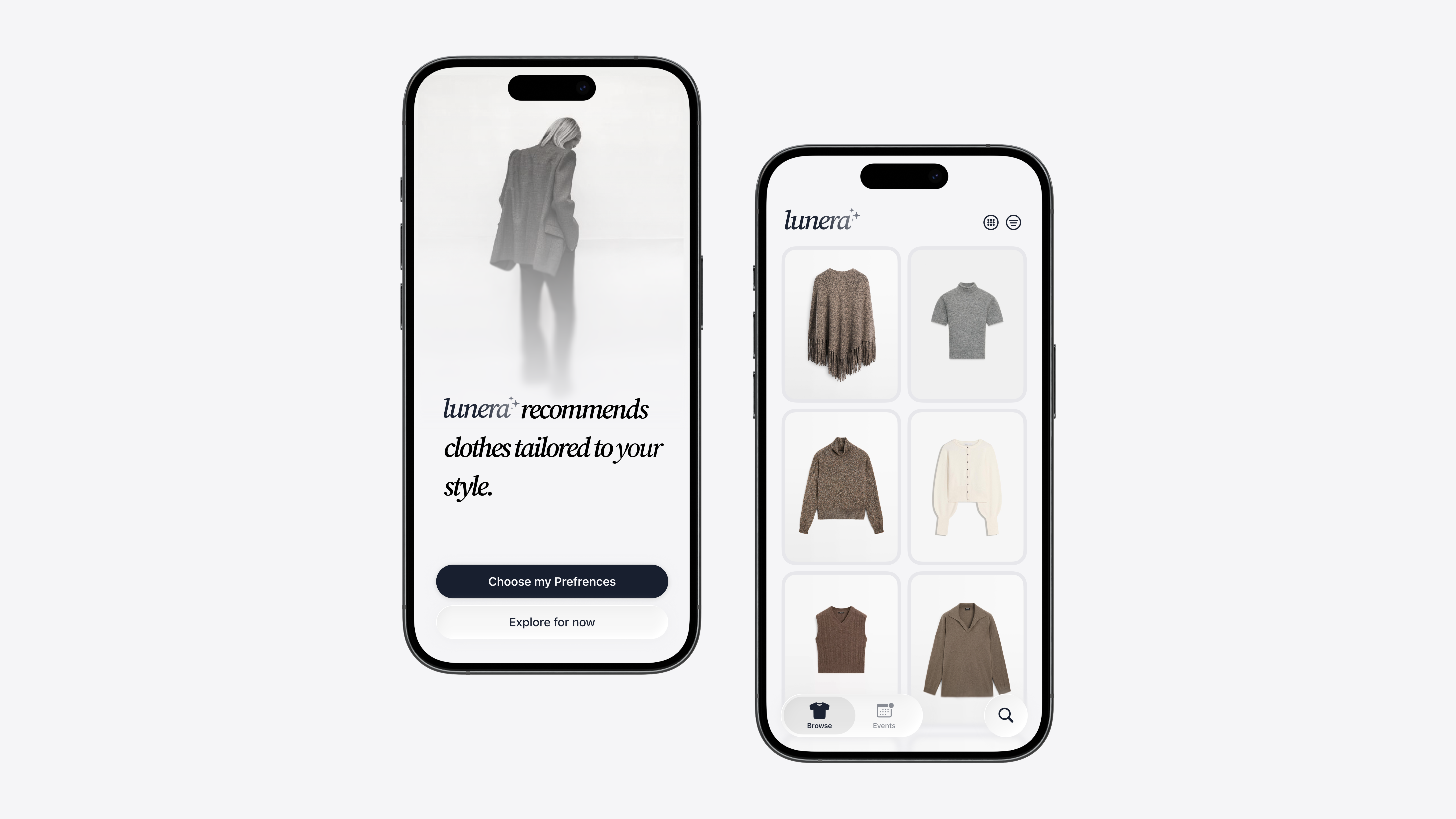 Lunera - AI Clothing App app branding figma graphic design logo typography ui ux