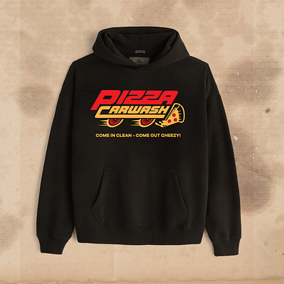 Pizza Carwash Hoodie design graphic design illustration logo typography