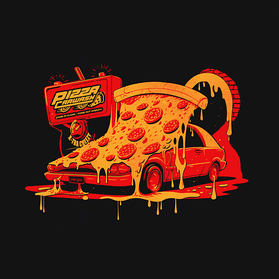 Pizza Carwash Graphic graphic design illustration vector