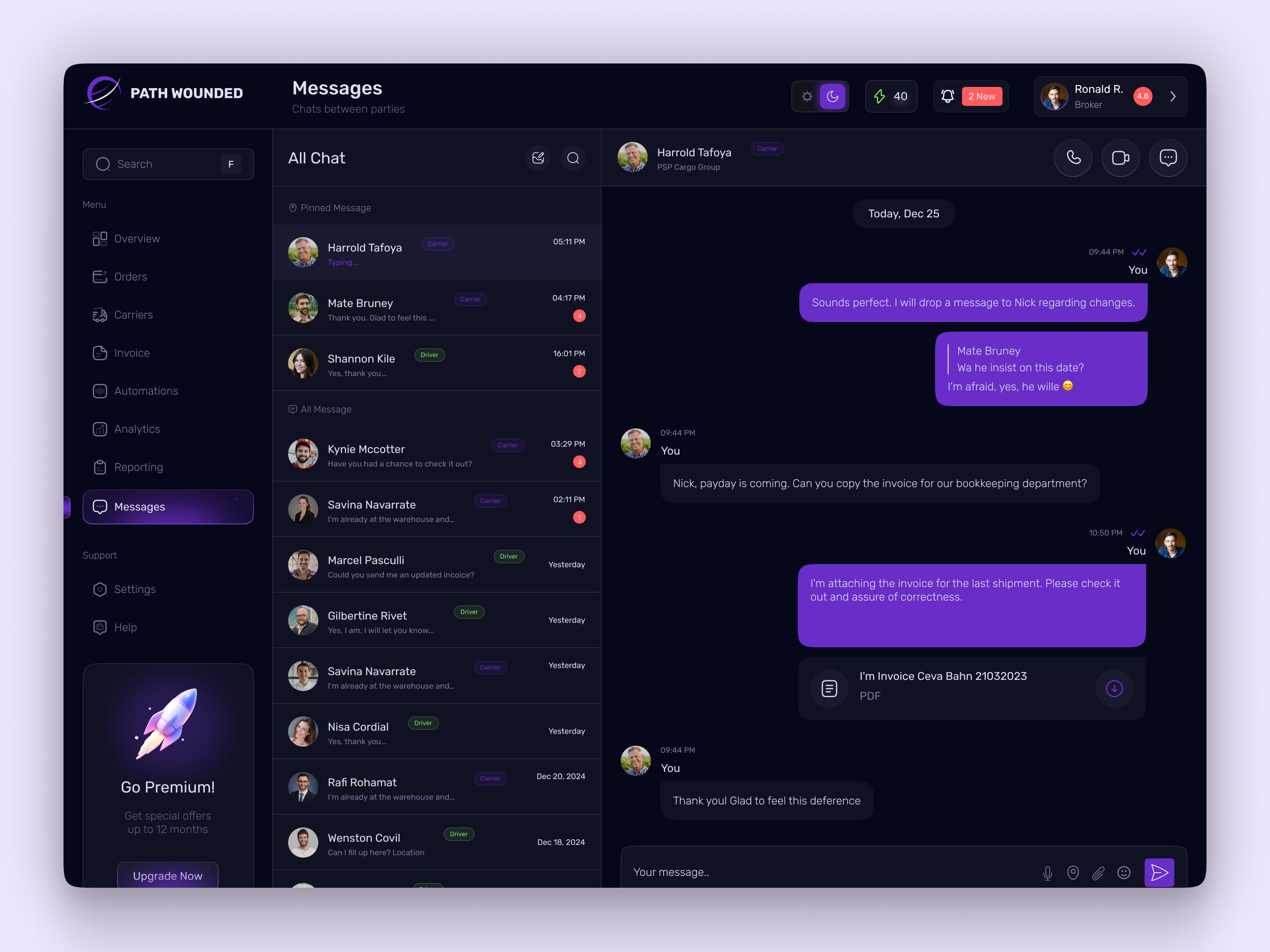 Modern Logistics Management SaaS Dashboard - UI/UX Design chatting dashboard dashboard design logistics logistics dashboard management management app message message dashboard product design property real estate saas saas dashboard sales dashboard shasanko creations ux ui design web app web application web design