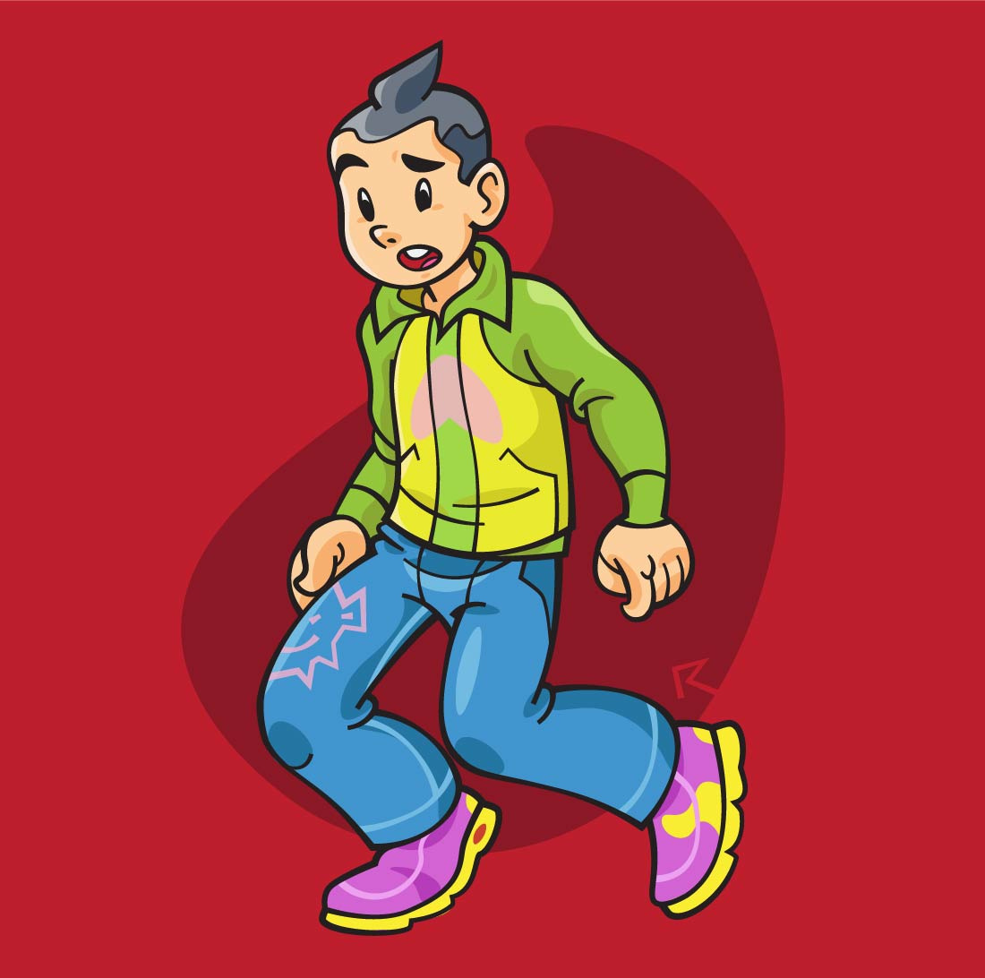 action kid cartoon character design comic custom brush illustration vector