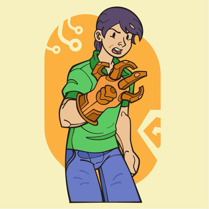 ancient tech cartoon character design comic custom brush illustration vector