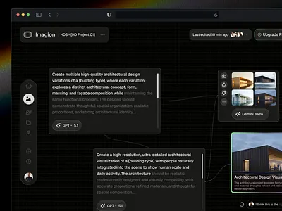 Imagion — Visual Workflow Builder for AI Image Creation ai ai image generator creative tool dark theme design system generative ai interface design modern ui node editor ui design ux design workflow builder