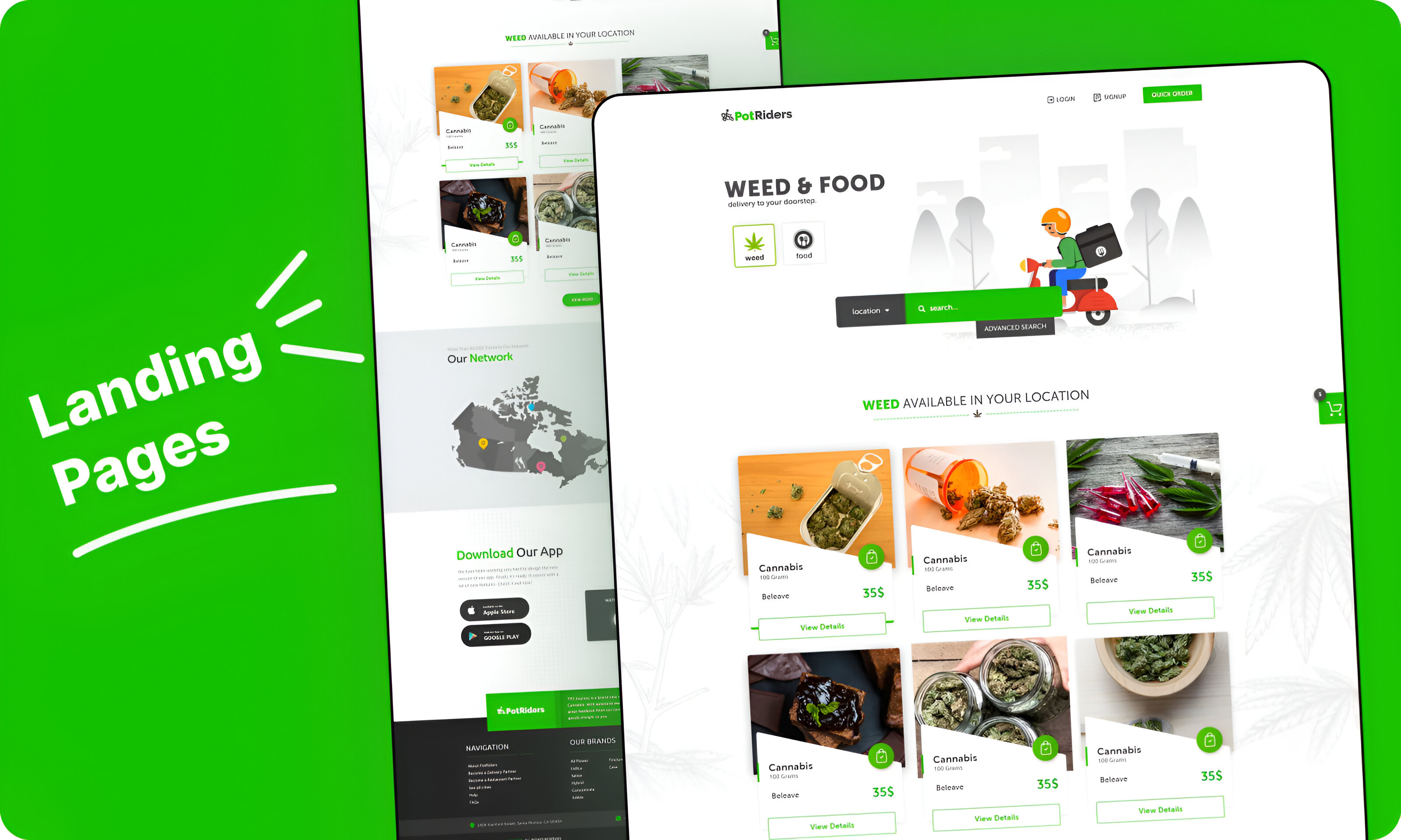 Food & Weed Delivery Website Template UI Design | Minimalist UI cannabis website design clean web design creative website layout delivery website template digital product design ecommerce website design food delivery website food ordering website landing page design minimal ui design modern ecommerce ui modern web design next gen website online ordering system startup website design trendy website design web ui design inspiration web3 inspired design website template website ui ux design