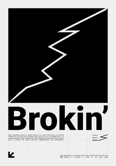 Brokin' Poster (Minimal Poster - Black & White) graphic design minimal poster typography