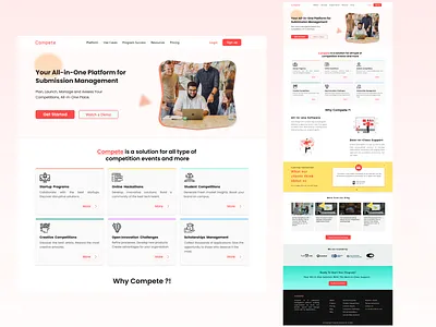 Compete Saas landing page branding competitions dashboard hachathons landing managment page saas system ui web