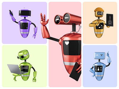 Moonee: 3D Illustrations 3d blender cinema 4d embacy future illustration robots