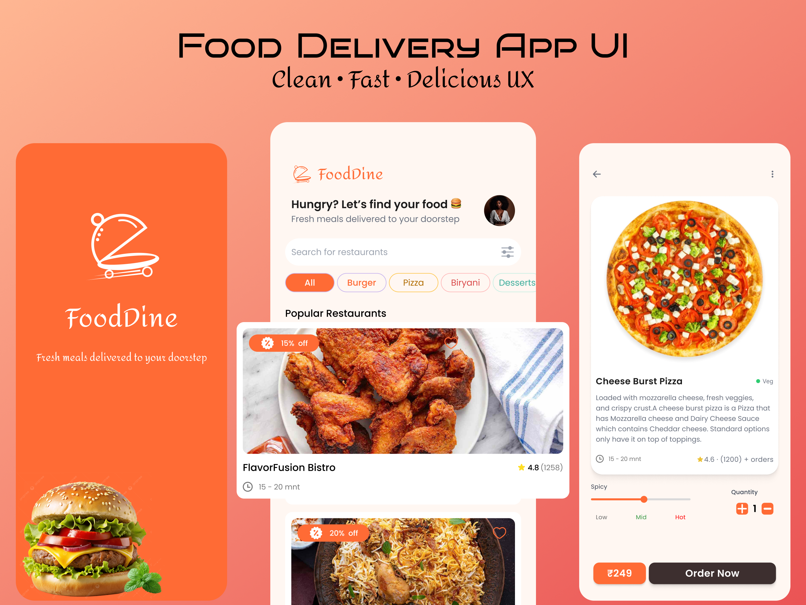 Food Delivery App UI dailyuidrops deliveryappui fooddeliveryapp mobileappdesign mobiledesign thumbnaildesign ui uidesign uiux ux uxdesign webdesign
