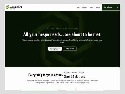 Hospitality Website: Aussie Hospo Suppliers animations hopitality hotels landing page design logo design logo reveal ui ui design web animations web design