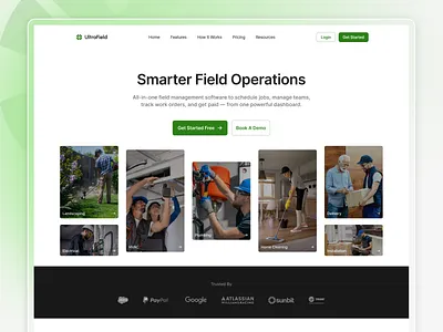 Field Service Operations - UX Landing Page branding field operations landing page minimal design product design saas ui ux