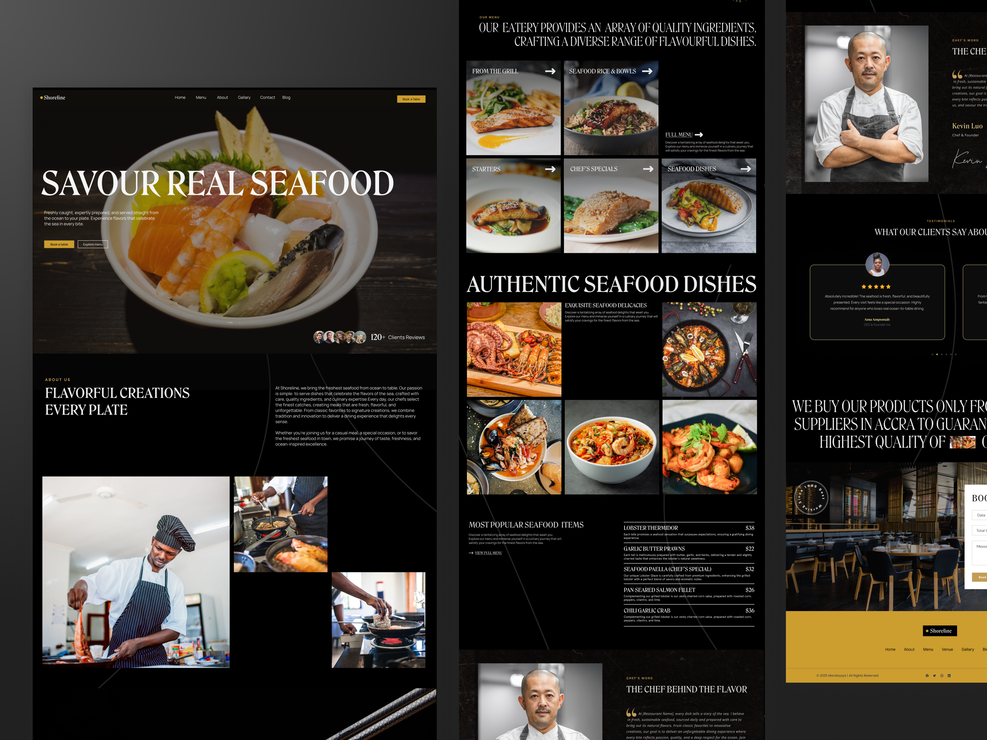 Seafood Restaurant Website Design | Modern Dining UI booking ui dining website food branding food website menu design restaurant landing page restaurant ui restaurant ui ux design restaurant website design seafood website ux design web ui design