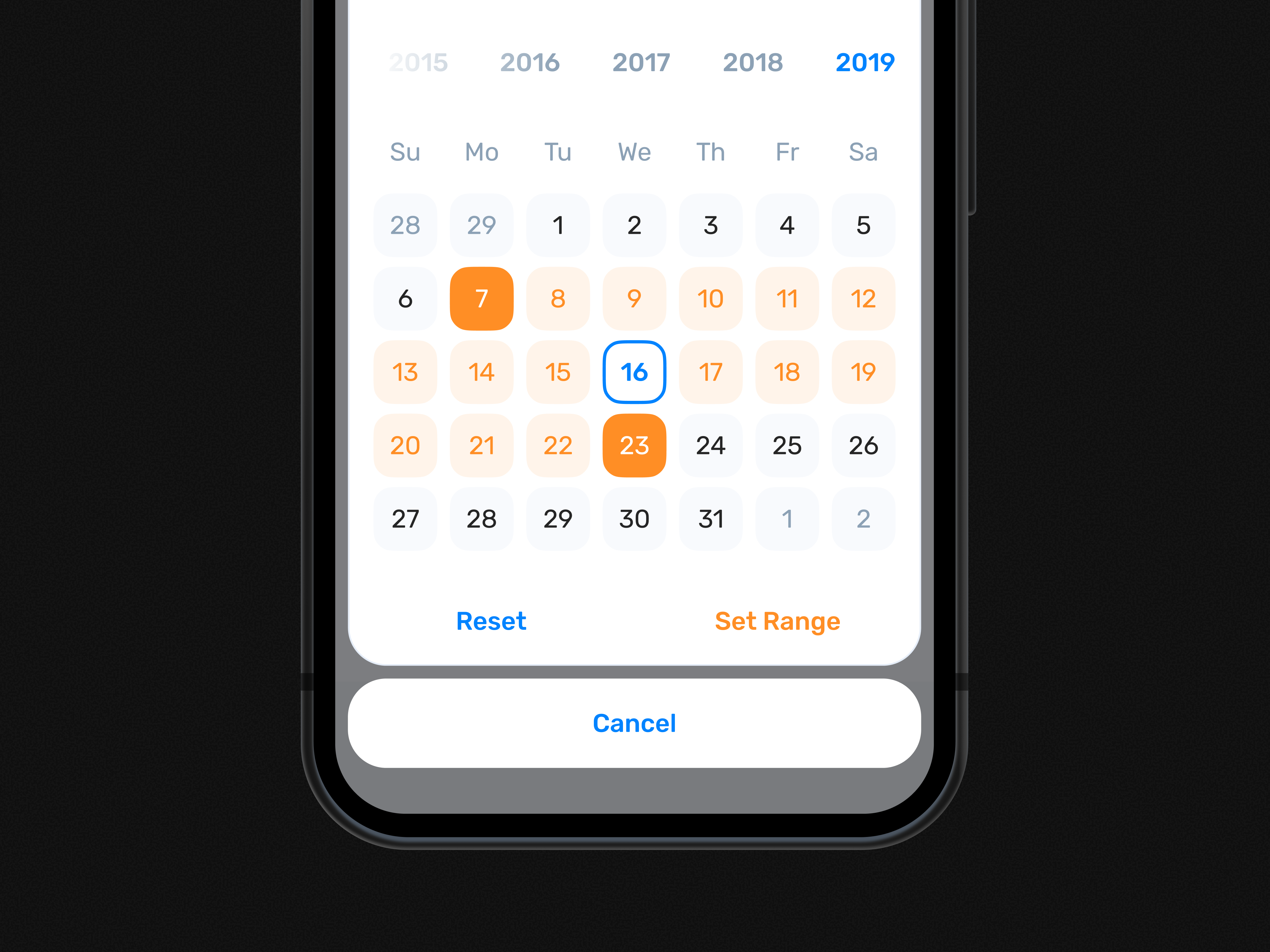 2019, Sweati app calendar sport ui ux