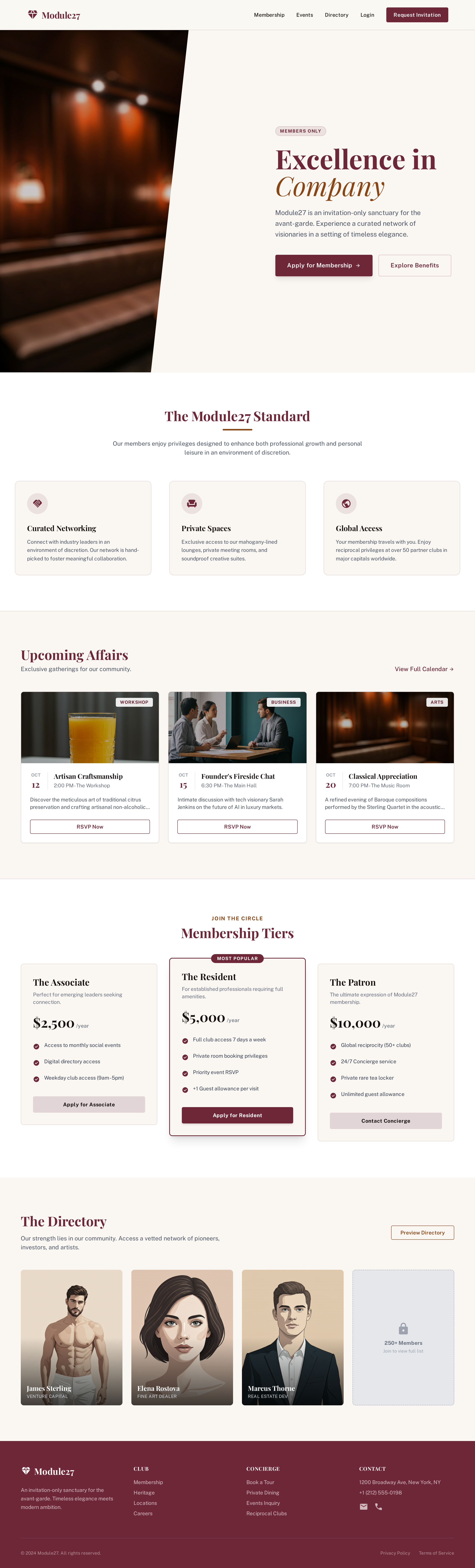 Module27 community landing page ui web design