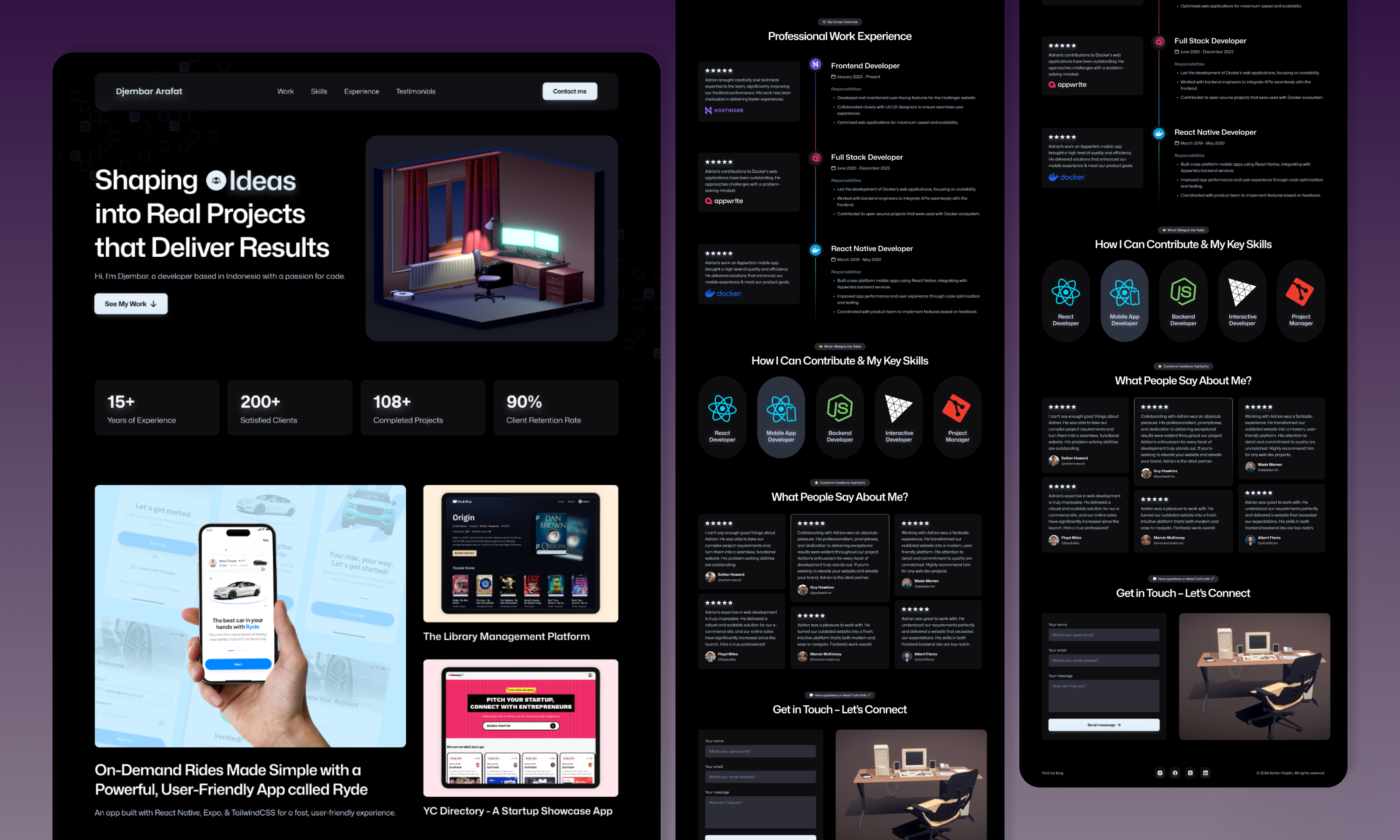 3D Portfolio Website portfolio website ui ux visual design web design web development