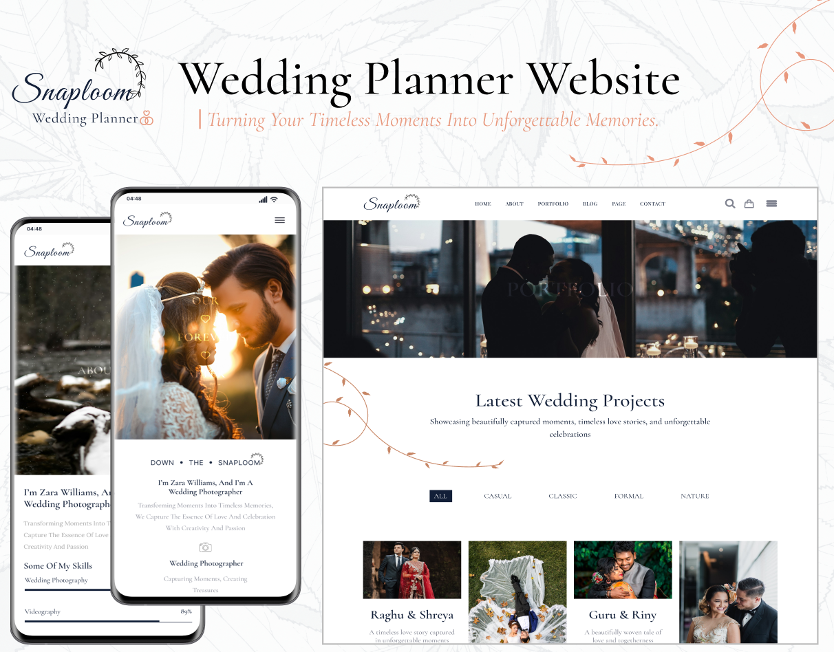 Snaploom - Wedding Planner Website case study marriage photography photoshoot ui uiux user friendly user interface ux web webpage website wedding weddingplanner