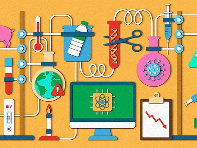 Knowable Magazine - Top Science Stories of the Year astronomy bacteria banner climate change computing design dna editorial global warming illustration lab magazine medical paper craft papercut science technology