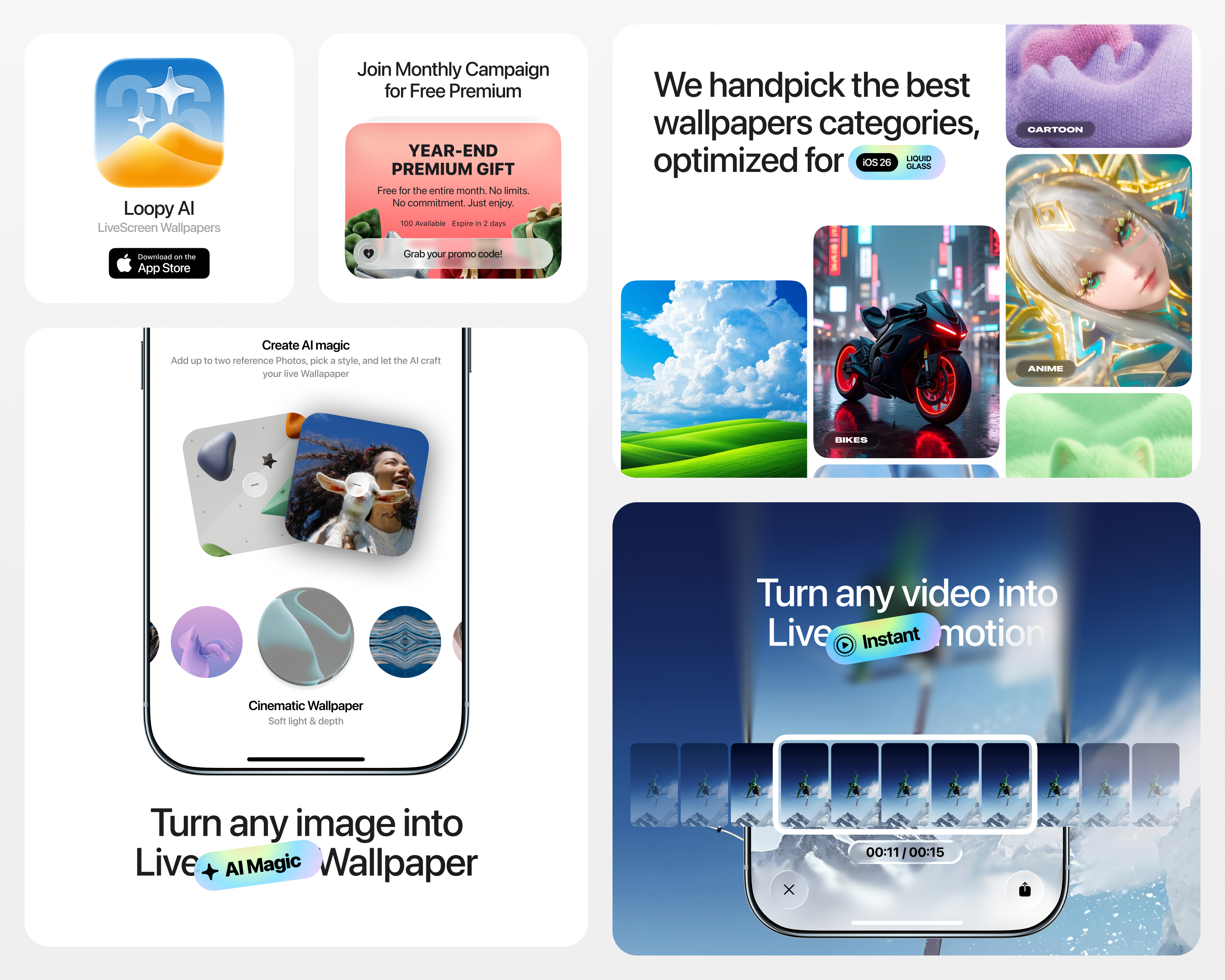 Loopy AI: AI-Powered Personalized Live Wallpaper App animation app app development design development figma graphic design ios ios app mobile motion graphics swift swiftui ui