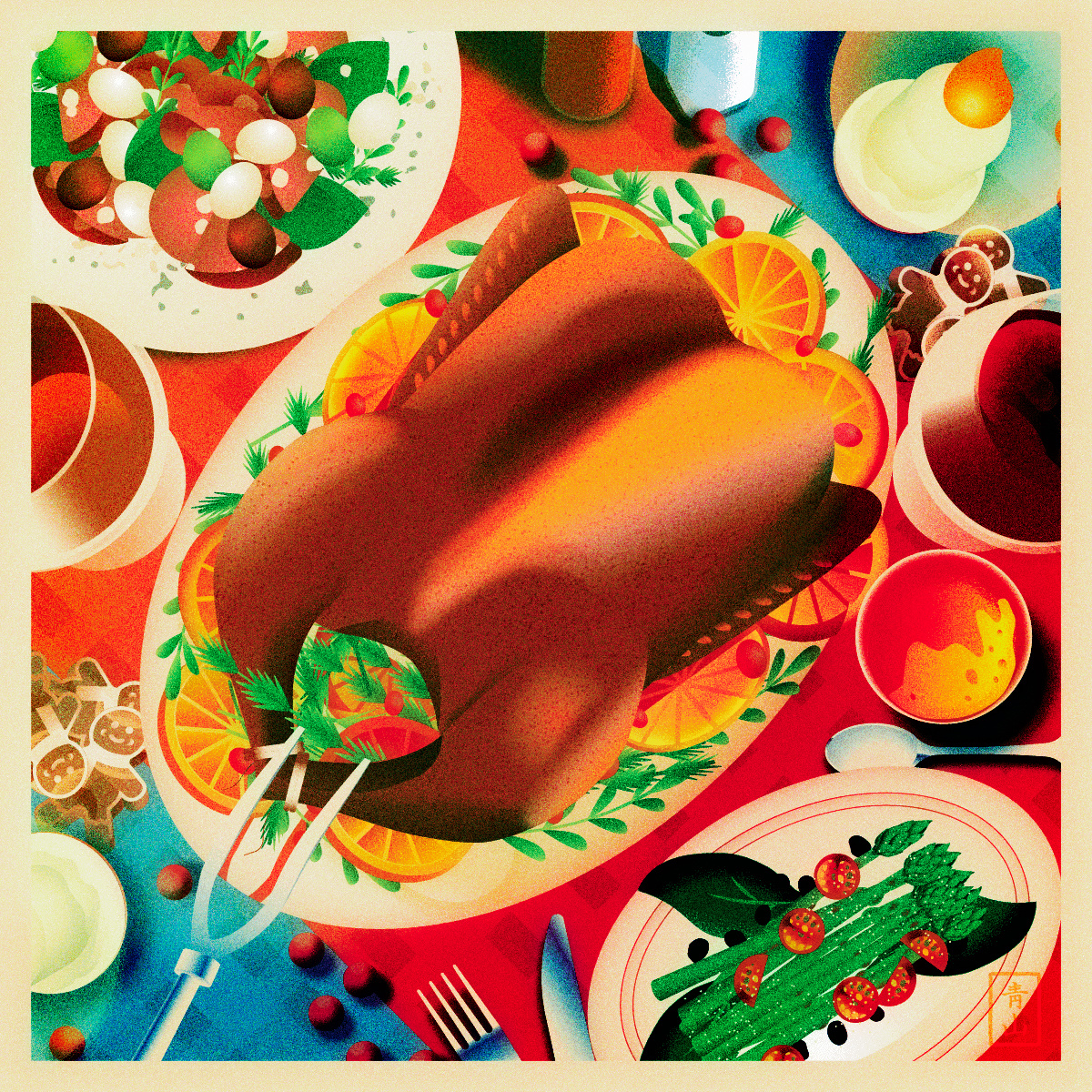 Christmas Dinners christmas duck food holiday holiday 2025 illustration vintage