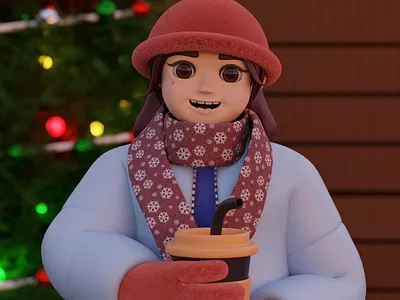 Winter 3D Character Illustration — Warm Drink 3d 3d character 3d illustration 3d scene blender branding character design character illustration christmas coffee cozy digital illustration illustration seasonal warm dring web illustration winter