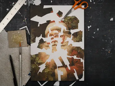 Merry Christmas!, studio christmas collage merry christmas paper portrait scissors