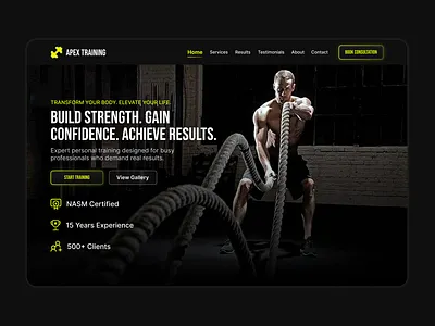 Fitness Landing Page Design app coach design figma fitness gym hero landing page trainer ui ux website