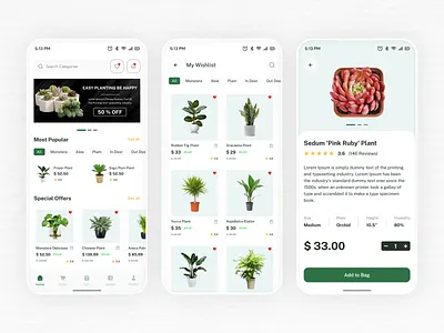 Online Plant E-Commerce App UI Design app design app ui branding design ecommerce app figma figma design illustration logo mobile mobile app ui plant plant app ui ui ui desing uiux ux design