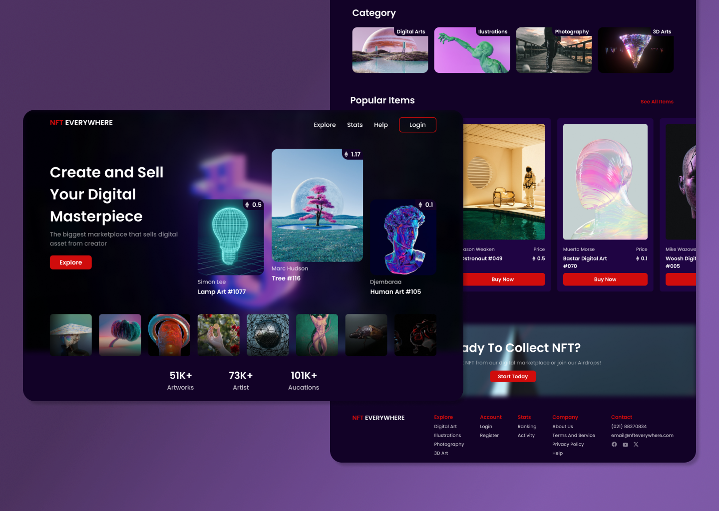 NFT Marketplace Web Design company profile nft portfolio ui ux web design web development