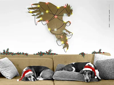 Happy Holidays / 2025 basset hound card dogs holidays nap