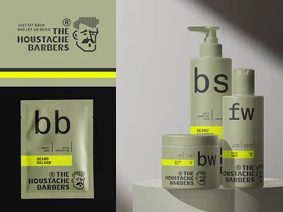 THB Logo & Packaging balsam barber barbershop beard beauty branding cosmetics face hair head house human logo men moustache packaging pouch roof shampoo wax