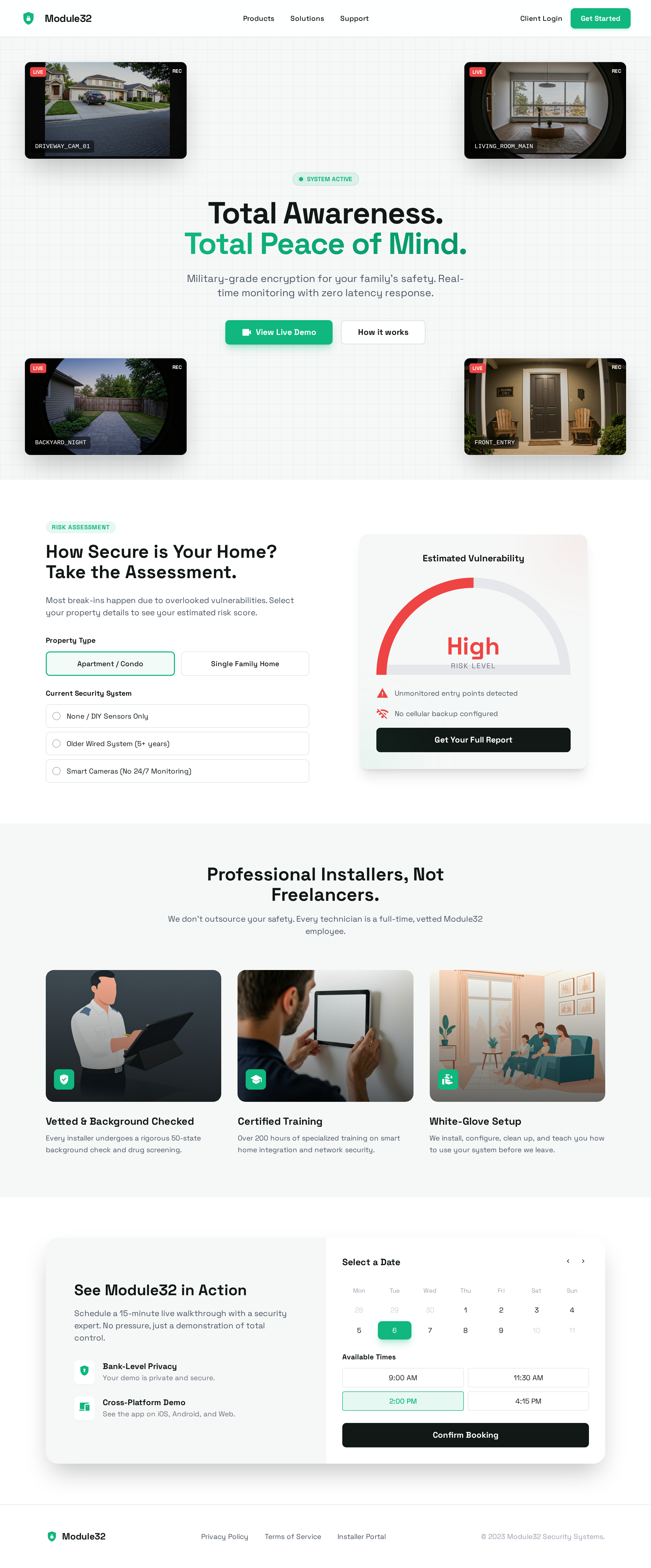 Module32 landing page ui web design