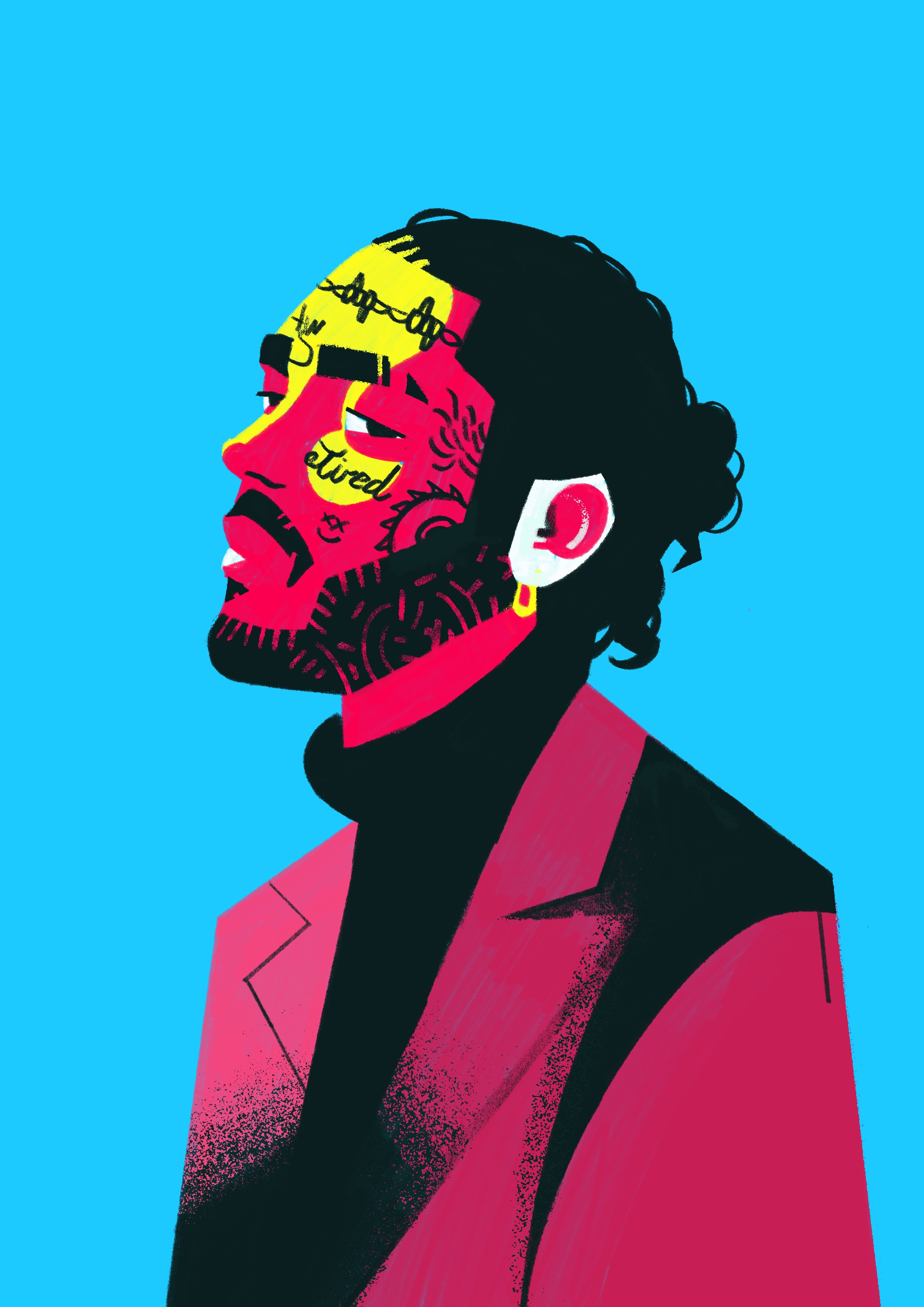 Post Malone character illustrated illustration illustrator people pop music superstar pop star portrait portrait illustration post malone post malone ilustrated rockstar