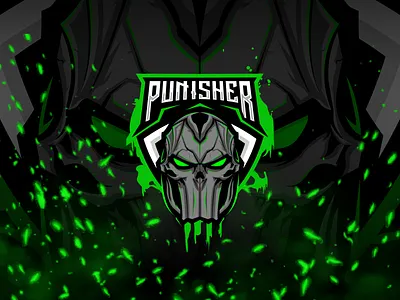 Mascot Character Illustration Toxic Skull Emblem aggressive logo battle logo clan logo cyber skull dark logo esports branding esports logo futuristic logo gamer emblem gaming logo hardcore gaming mascot logo modern gaming design neon green punisher logo skull emblem skull logo toxic green