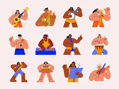 Music Vector Illustrations Pack art cartoon character illustration dancing illustration design flat flat illustration illustration music music band music illustration music performers musician playing music short singer illustration ui vector vocal illustration