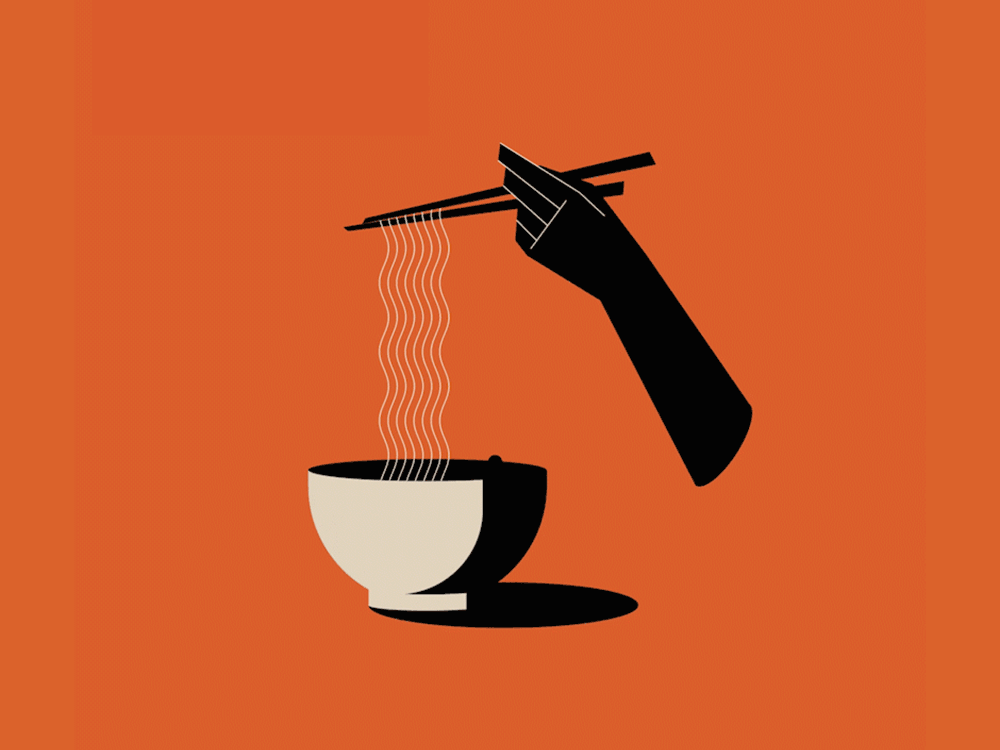 EAT - "In-a-Loop" series animation bowl chopsticks design flat food hand illustration loop looping noodles ramen soup ui ux vector