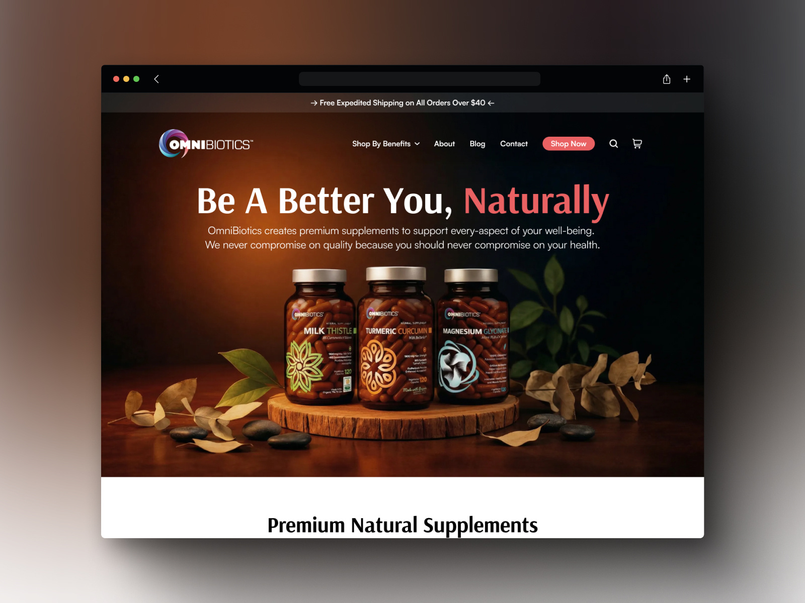 Example of OmniBiotics Supplements - Ecommerce Web Design