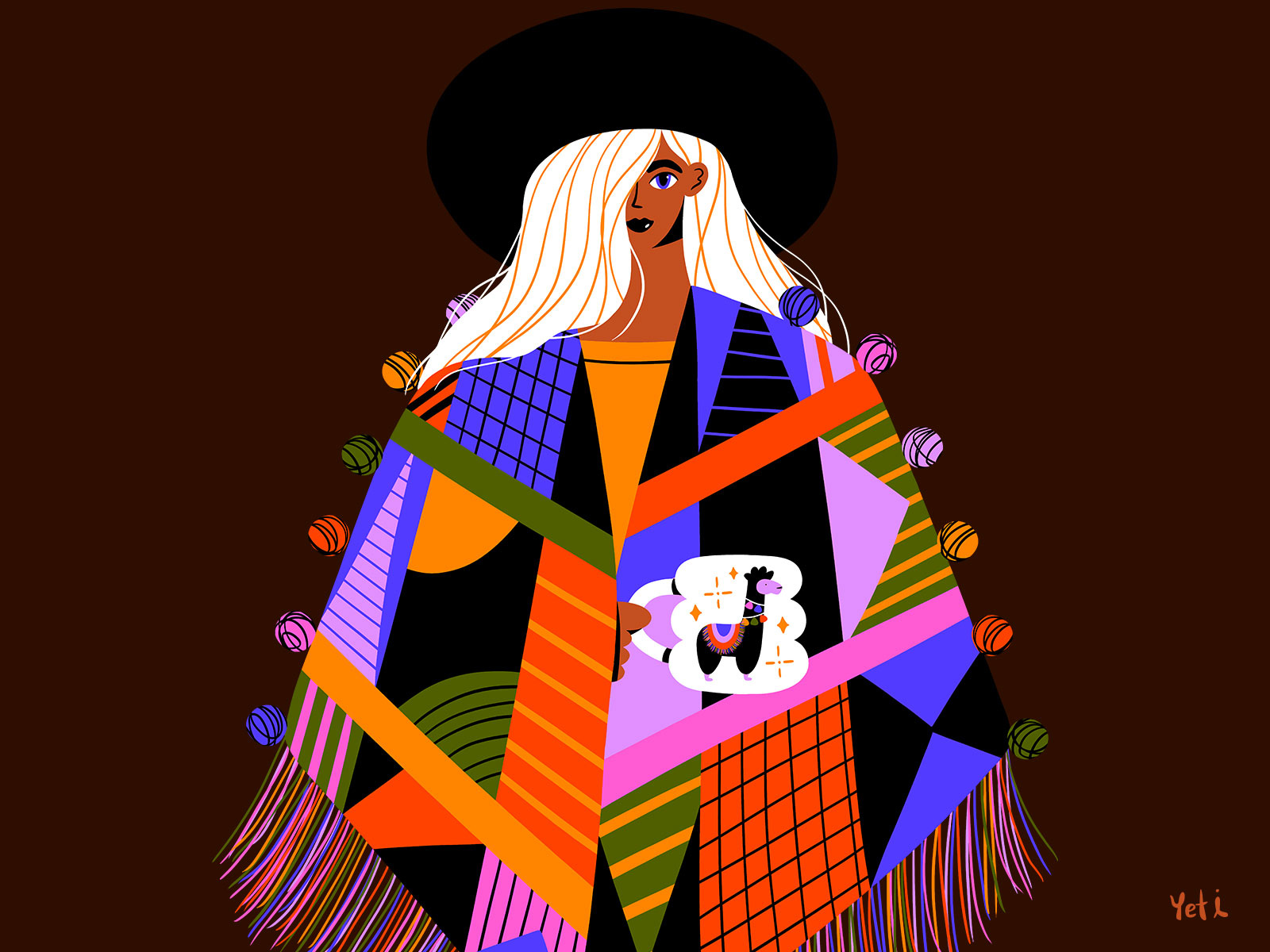 Example of Poncho Fashion Illustration